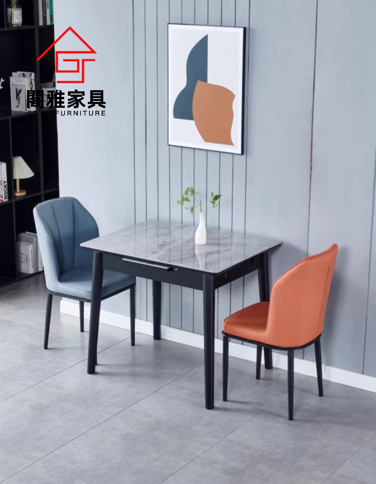 GY-3557 slate retractable dining table for home small apartment modern