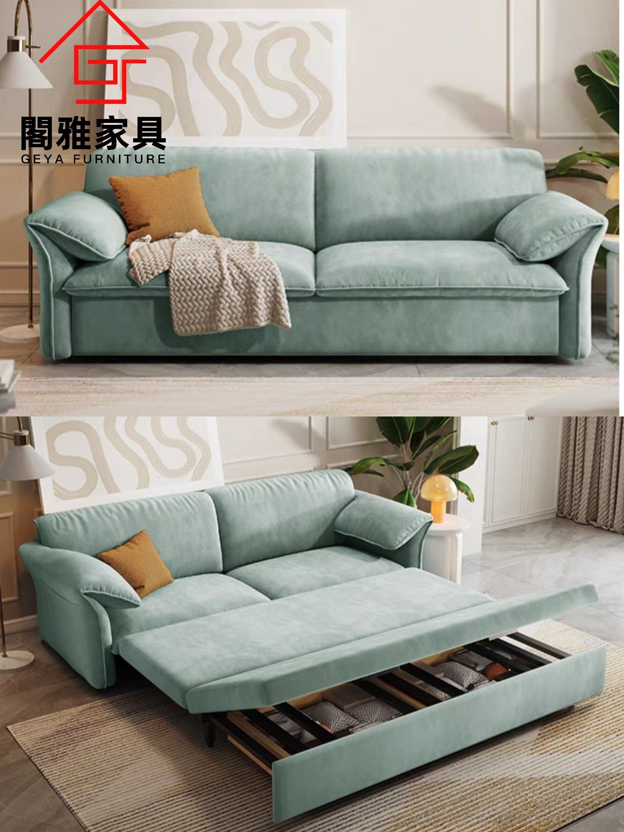 GY-7789 Cat-proof fleece storage sofa bed