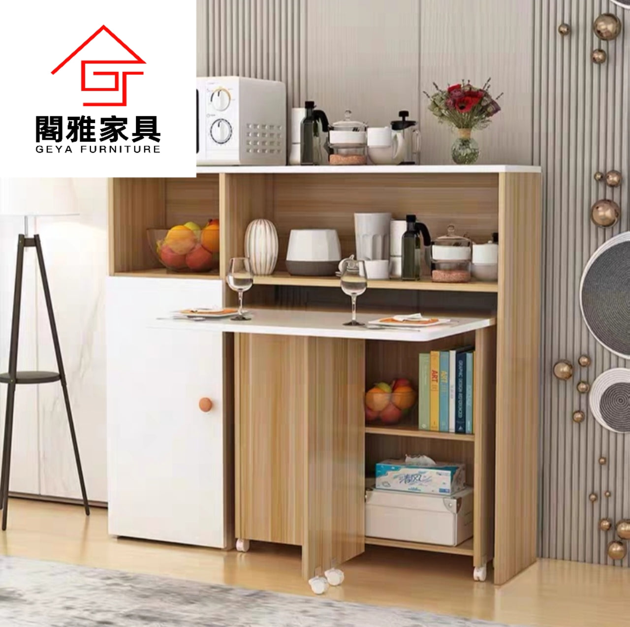 GY-6891 Small apartment space-saving folding dining table side cabin