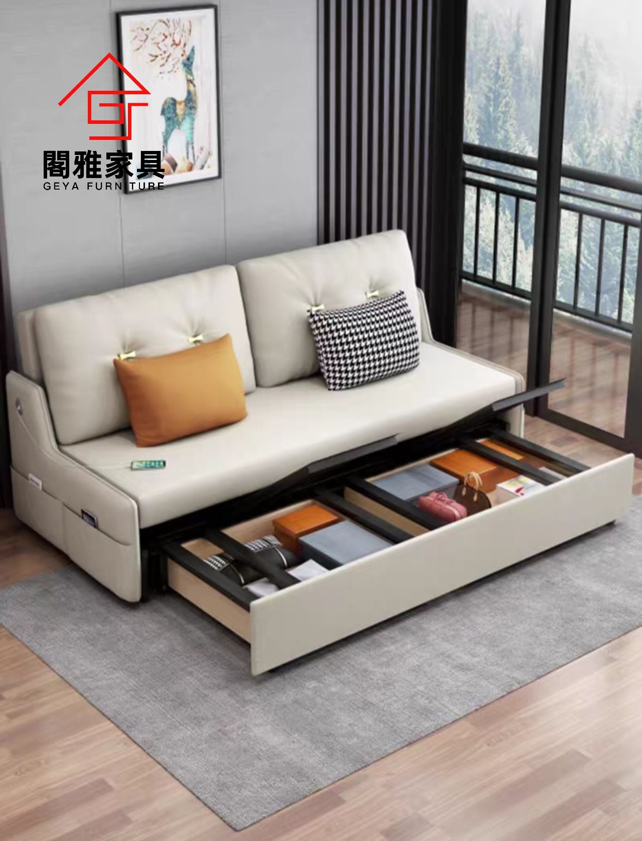 GY-8005 multifunctional folding technology cloth storage sofa bed - Main Image