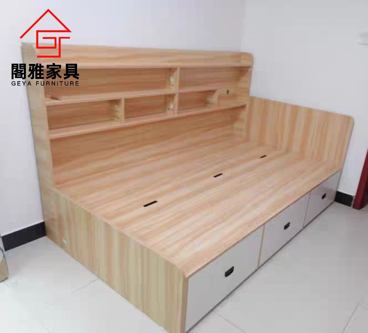 GY-9090 integrated bookshelf combination bed tatami bed