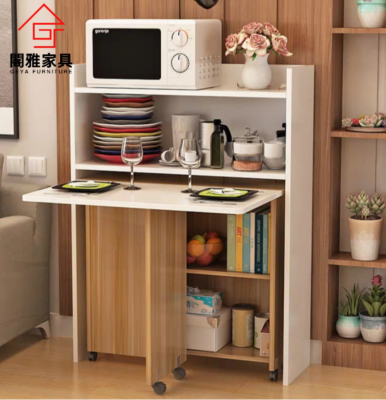 GY-6890 Simple Dining Table + Side Cabinet Combination